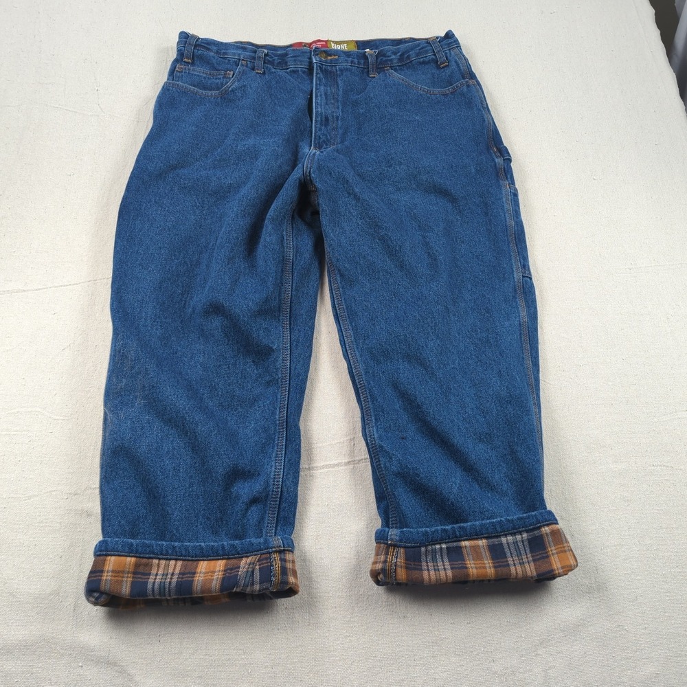 Berne Jeans Mens 40x26* Blue‎ Flannel Lined Workwear Hemmed